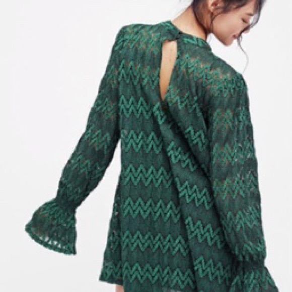 Free People Green Lace Simone Mini Dress - Picture 3 of 7